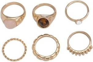 Minimalist Stackable Geometric Twisted Alloy Rings Light Gold