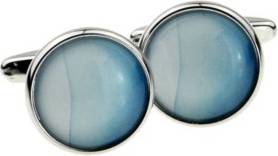 Cadogan Pale Blue Pattern Round Cufflinks - Presented In A Box