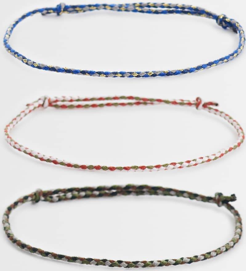 ASOS DESIGN 3 Pack Puller Rope Cord Bracelet - Multi