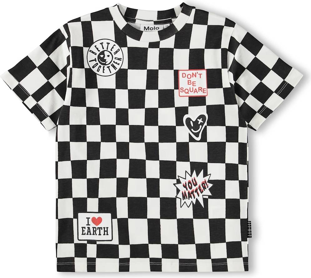 Molo Riley T-shirt Angled Checks - Hvid