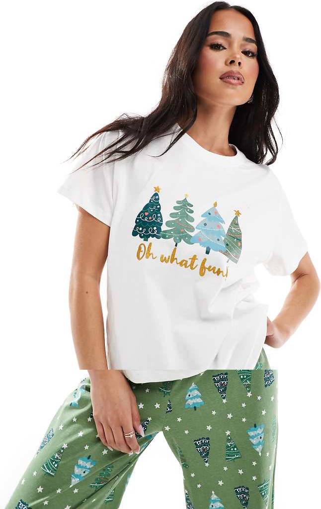 Threadbare Grön Pyjamas Med Julmönster-Grön