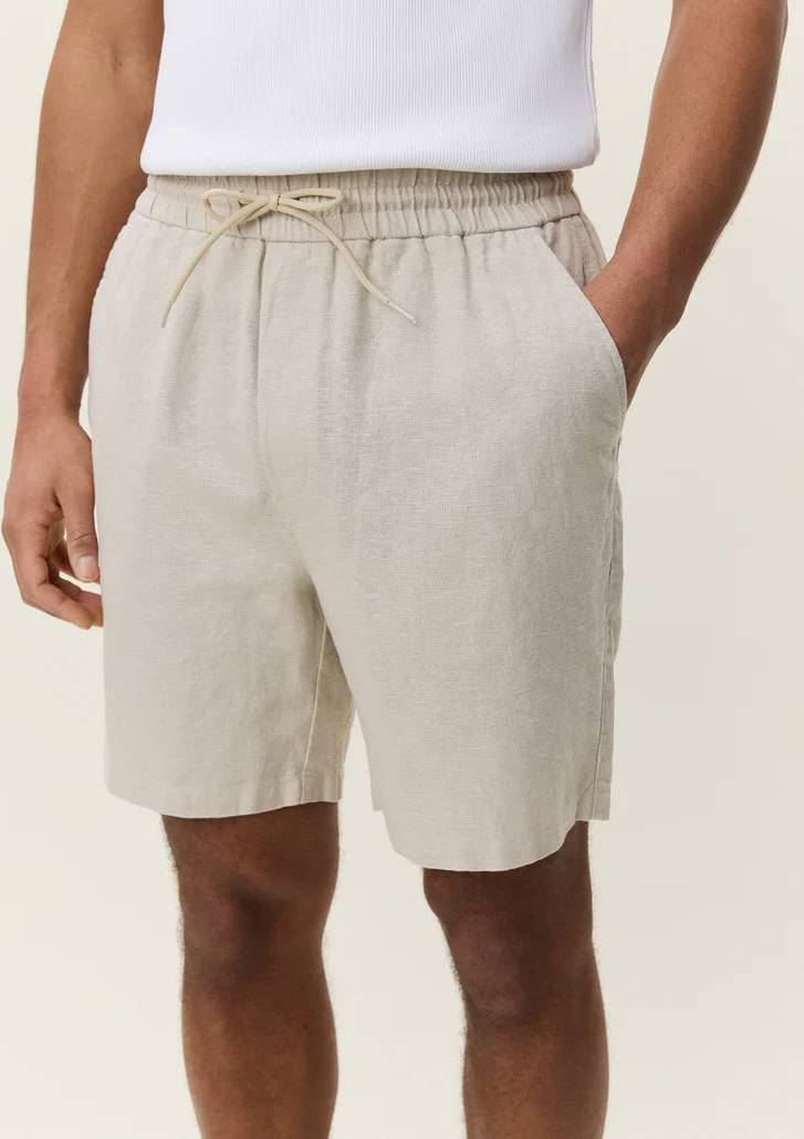 Les Deux Drawstring Linen Shorts Herr - Beige