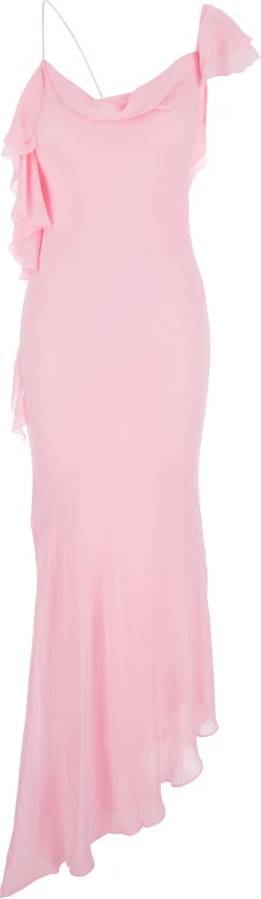Long Ruffle Georgette Dress - Rosa
