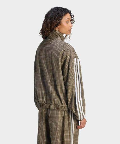 adidas Top Checks Track Retro Color Block Striped Jacket - Gray