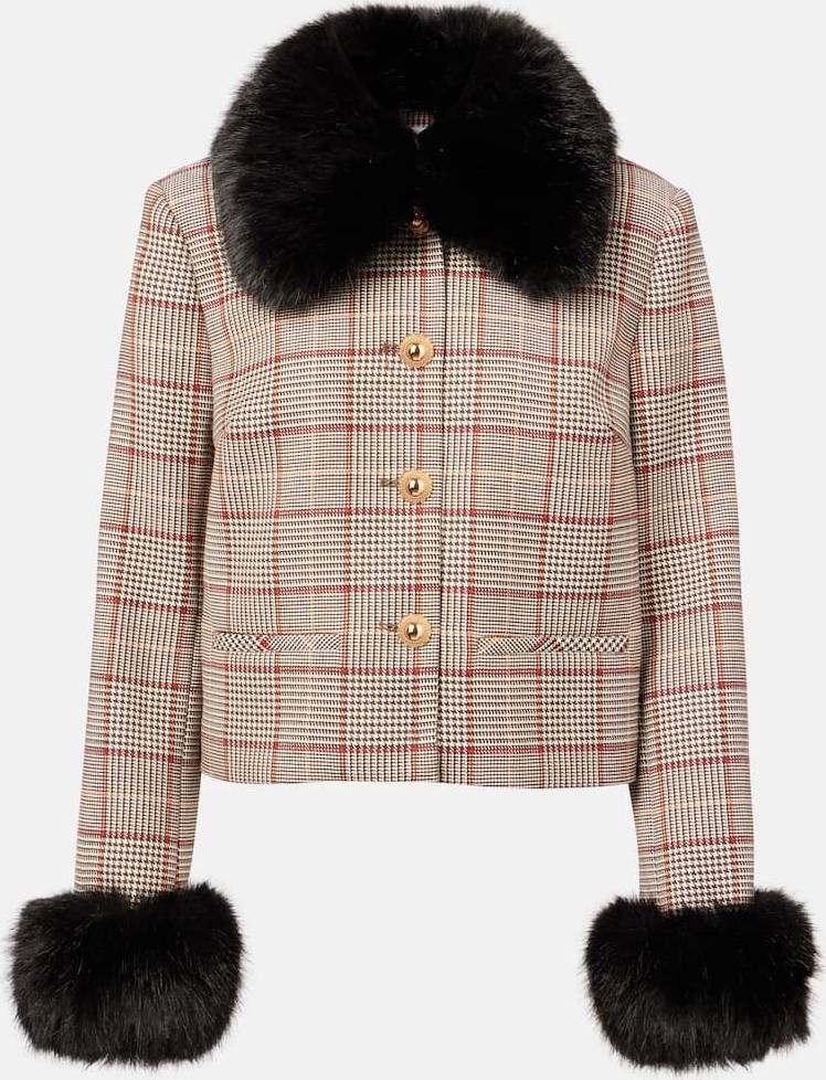 Self-Portrait Checked Cropped Jacket
