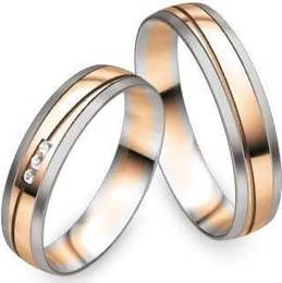 Collection Ruesch Pure V Diamond Wedding Rings - Gold/White Gold
