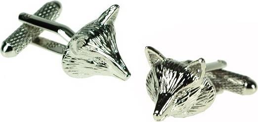Fox Head Rhodium Plated Cufflinks