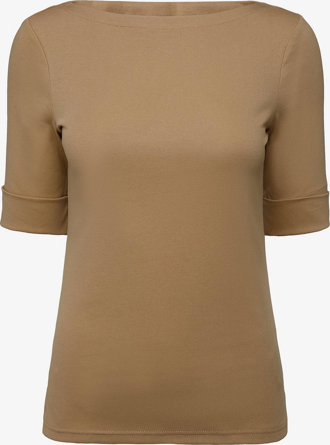 Lauren Ralph Lauren Rfnd Strtch 1X1 Rib-Elb Slv Bt Nk T - Camel