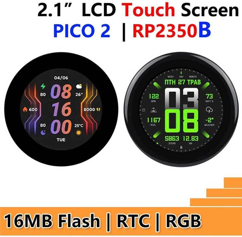 Raspberry Pi 2 RP2350B 2.1 Inch LCD Round Touch Display