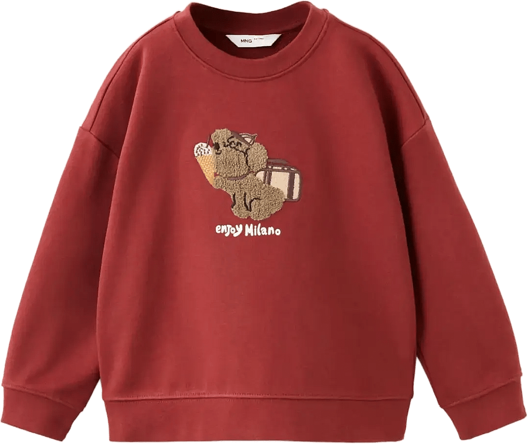 Mango Oversized Sweatshirt With Embossed Pattern - Burgundy