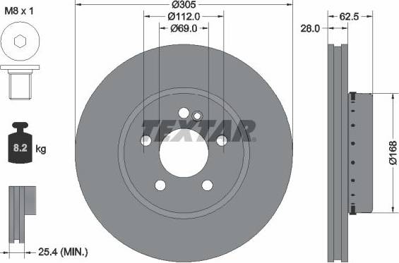 Textar Pro Plus Two-Piece Brake Disc With Bolts