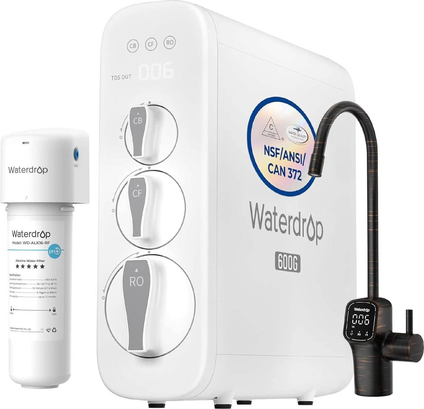 Reverse osmosis water filter system Waterdrop G3P600 Tankless Reverse Osmosis Water Filter System