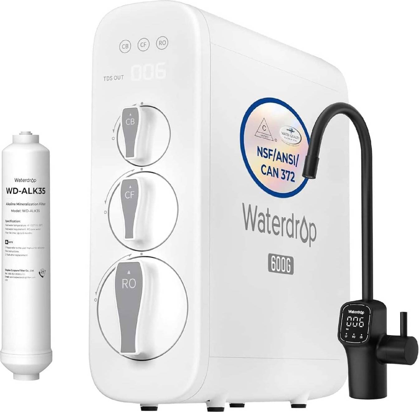 Reverse osmosis water filter system Waterdrop G3P600 Tankless Reverse Osmosis Water Filter System