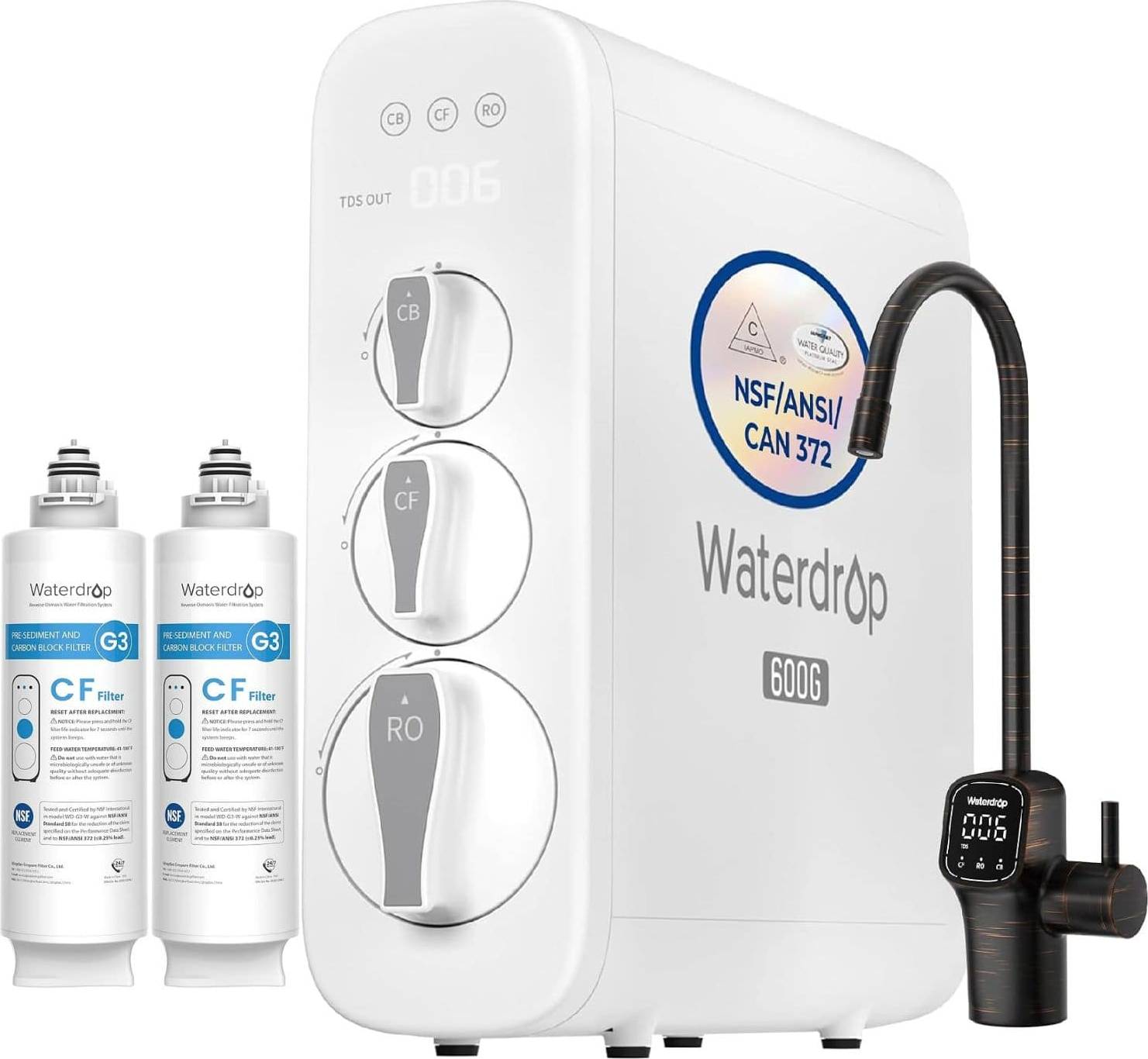Reverse osmosis water filter system Waterdrop G3P600 Tankless Reverse Osmosis Water Filter System