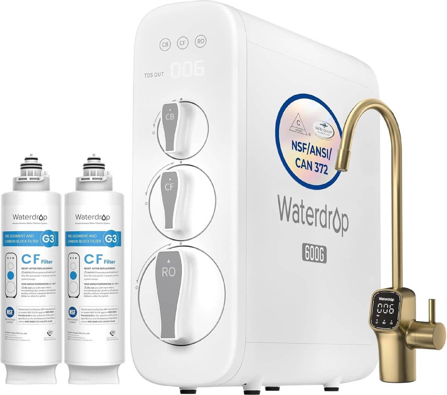Reverse osmosis water filter system Waterdrop G3P600 Tankless Reverse Osmosis Water Filter System