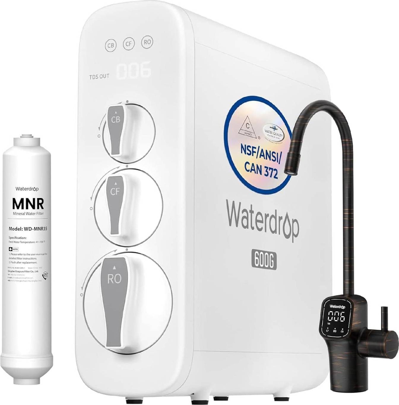 Reverse osmosis water filter system Waterdrop G3P600 Tankless Reverse Osmosis Water Filter System