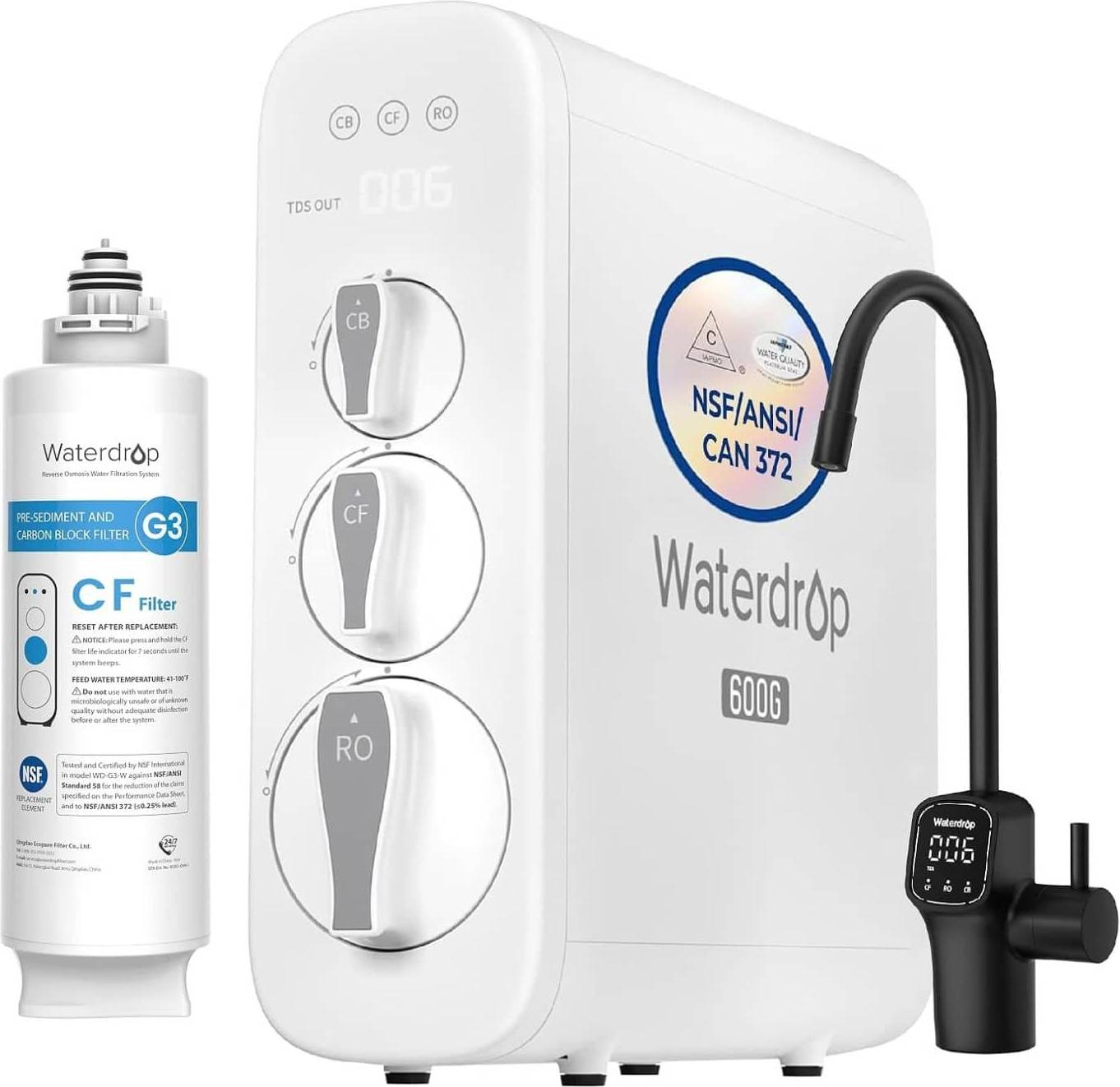 Reverse osmosis water filter system Waterdrop G3P600 Tankless Reverse Osmosis Water Filter System