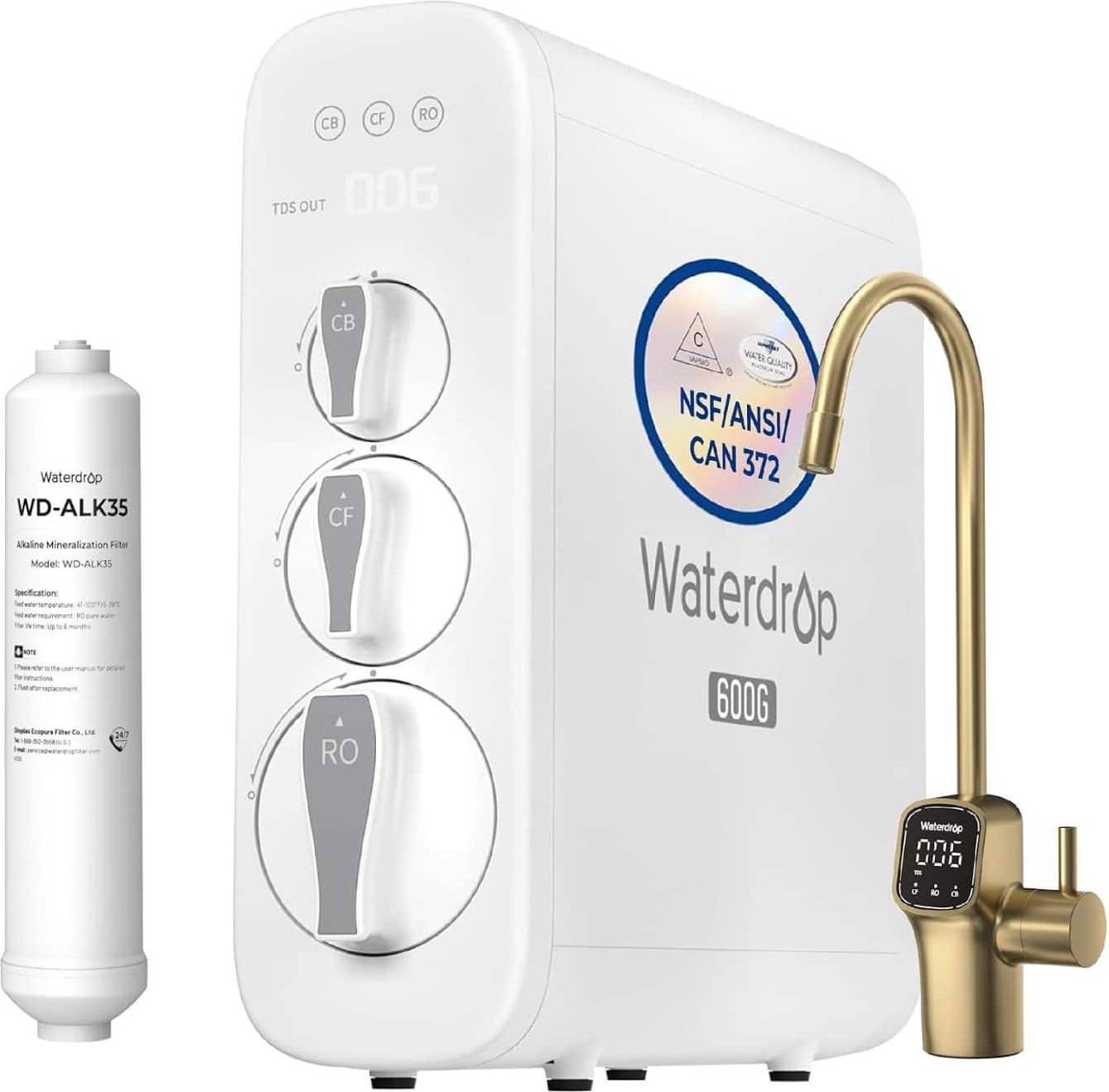 Reverse osmosis water filter system Waterdrop G3P600 Tankless Reverse Osmosis Water Filter System