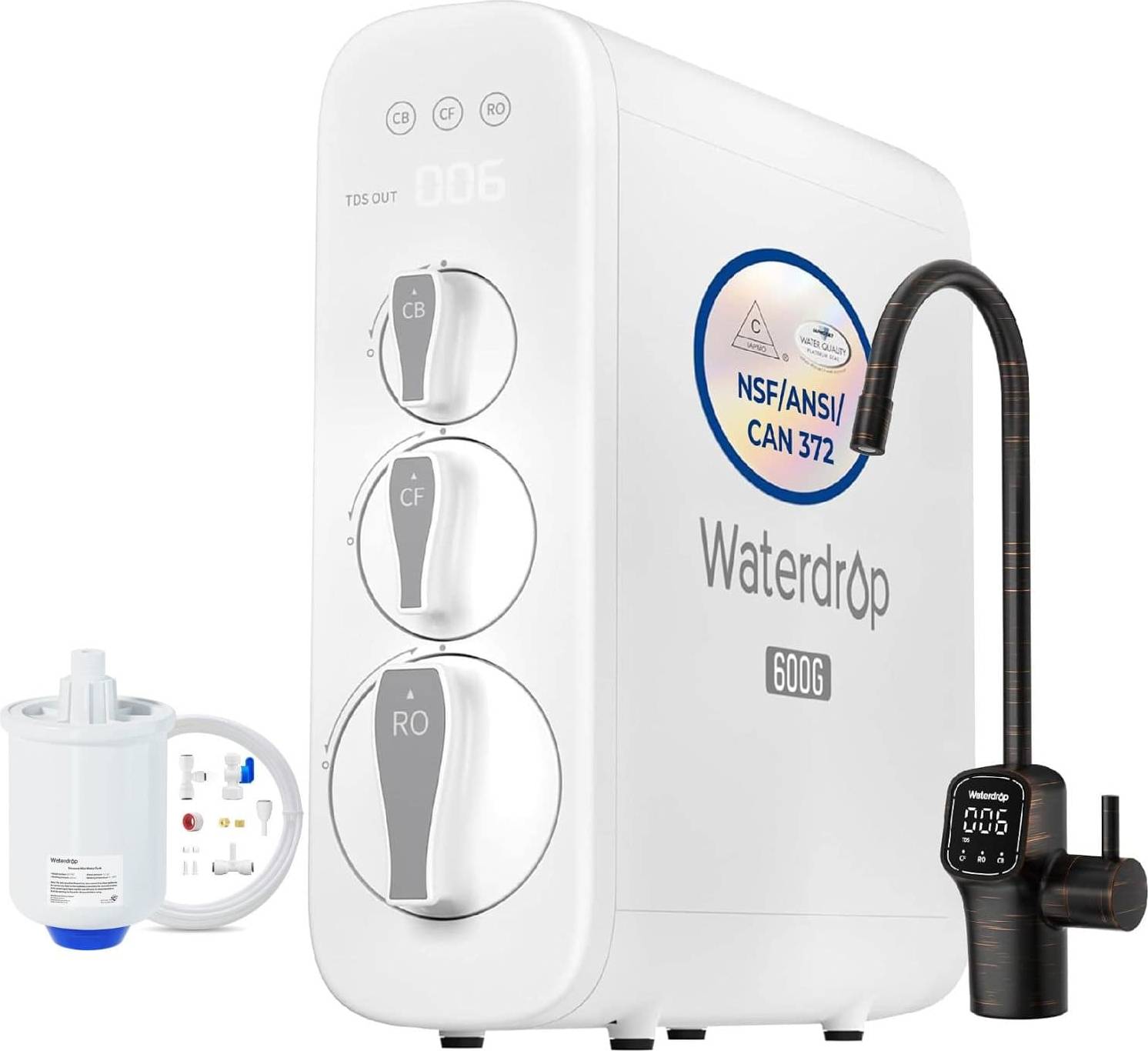 Reverse osmosis water filter system Waterdrop G3P600 Tankless Reverse Osmosis Water Filter System