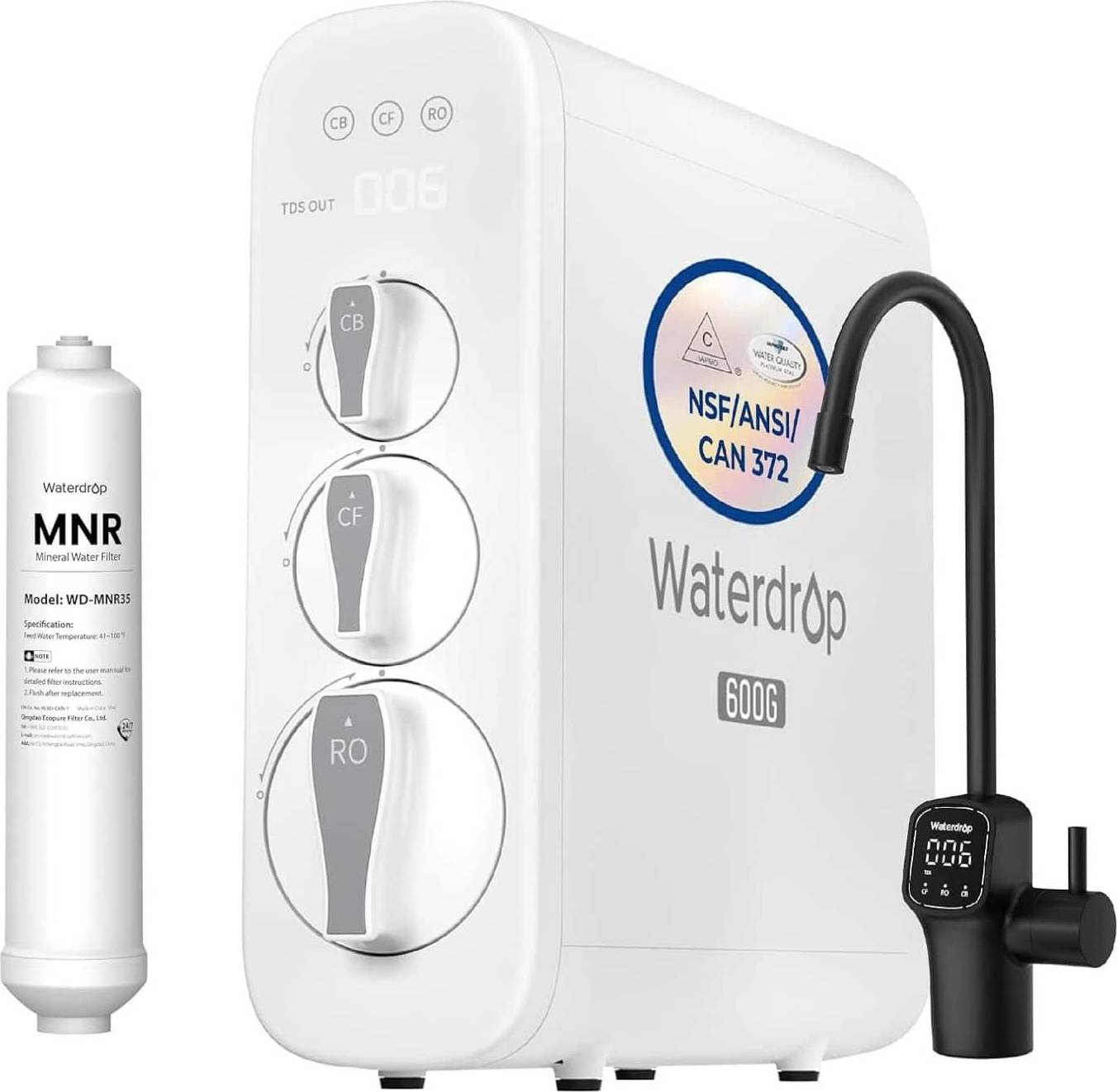 Reverse osmosis water filter system Waterdrop G3P600 Tankless Reverse Osmosis Water Filter System