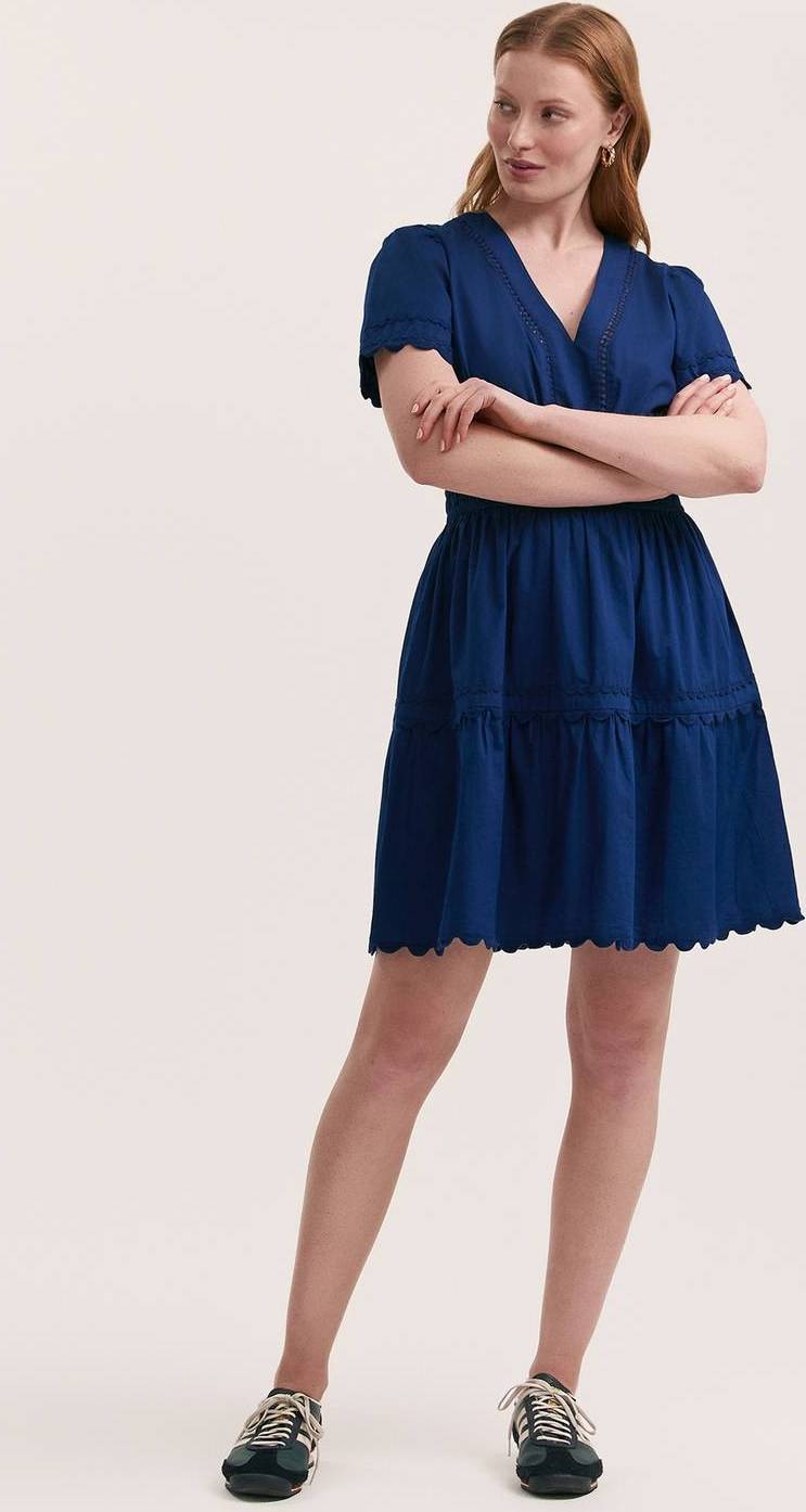 Finery Reece Ric Rac Trim Cotton Short Dress - Cobalt