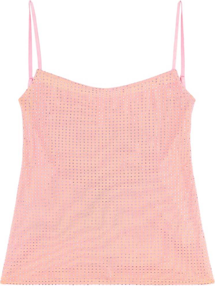 Strassprydd Topp Polyester Elastan - Rosa