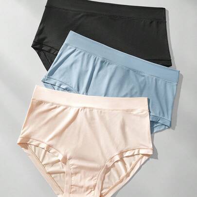Shein 3-Pack Mid Rise Basics No Show Trosor Set - Multifärgad