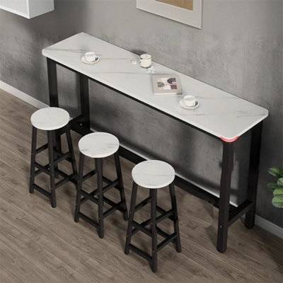 B&Q Extra Long Kitchen Bar Table Rectangular Coffee Table Metal Marble Console Table - One Size Table