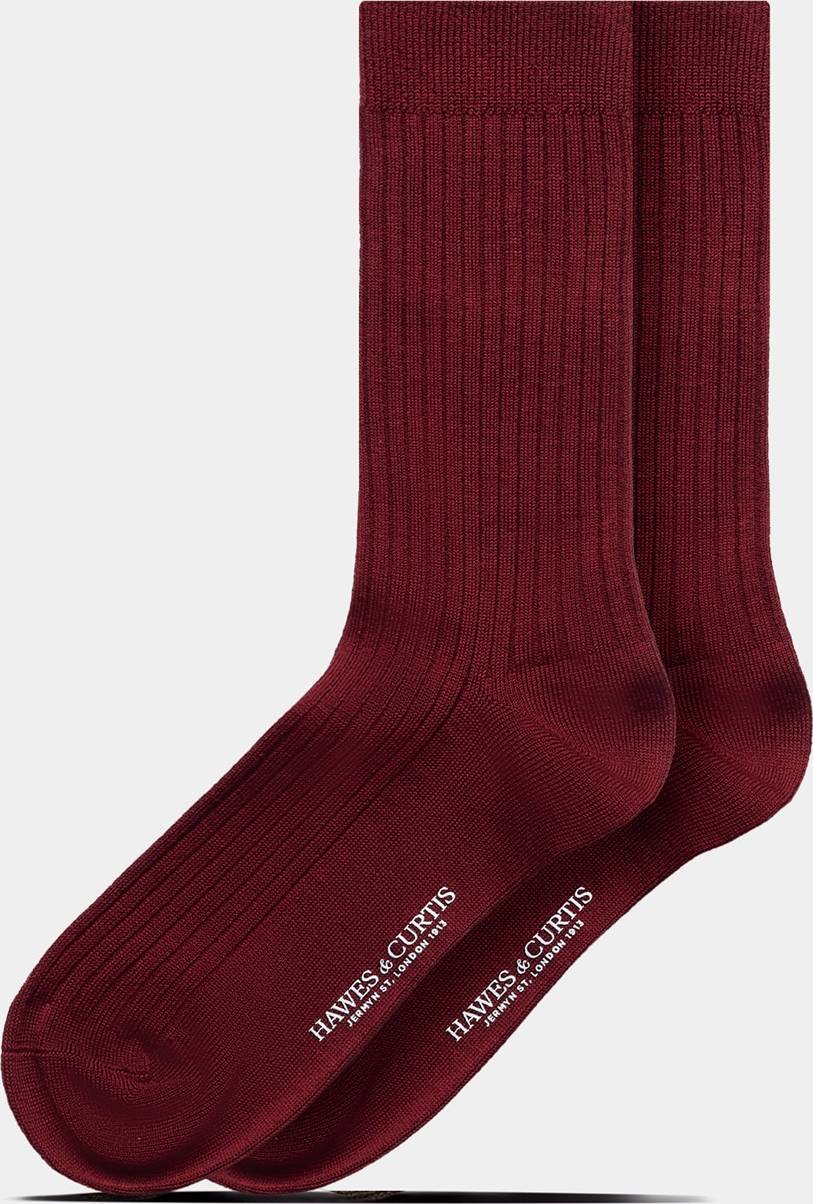 Red Ribbed Socks Size: One Size