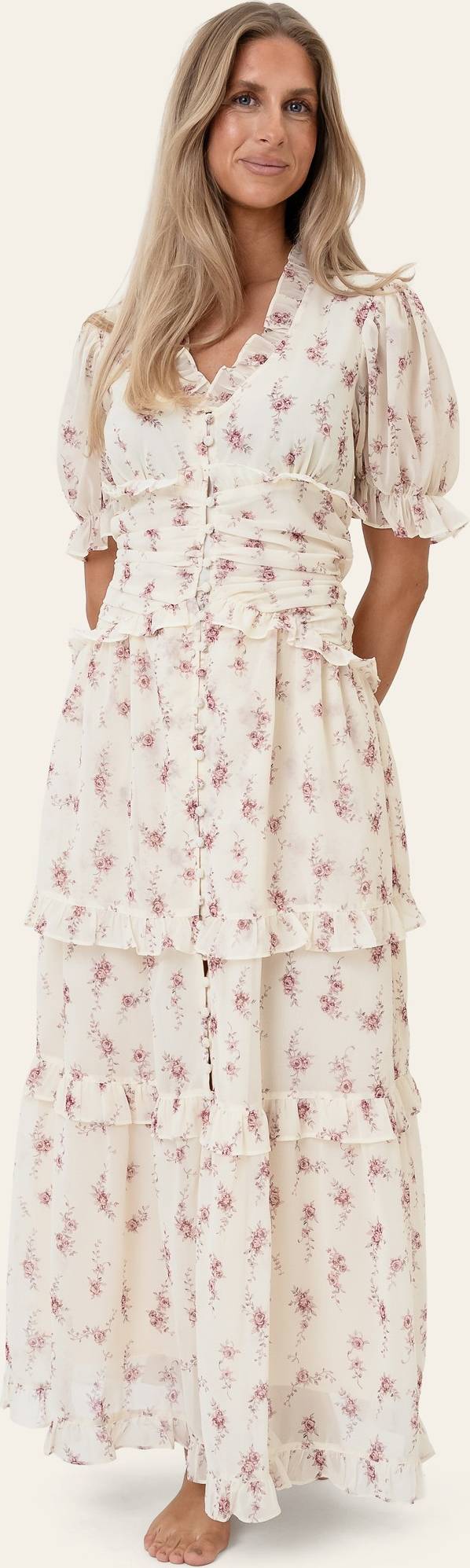BYIC Arielic Long Dress - Off Wht Vntg Ros