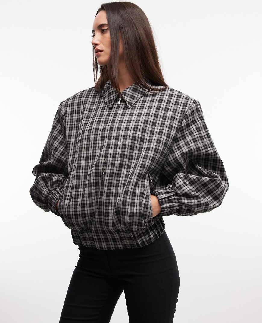 ASOS DESIGN Rutig Bomberjacka - Svartvit