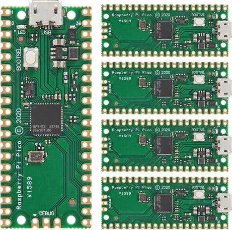 Viewsonic 5Pcs RP2040 Dual-Core Cortex M0+ Processor for Raspberry Pi Pico Development Board 2MB Flash Supports C/C++/Python SPI/I2C/UART Interfaces