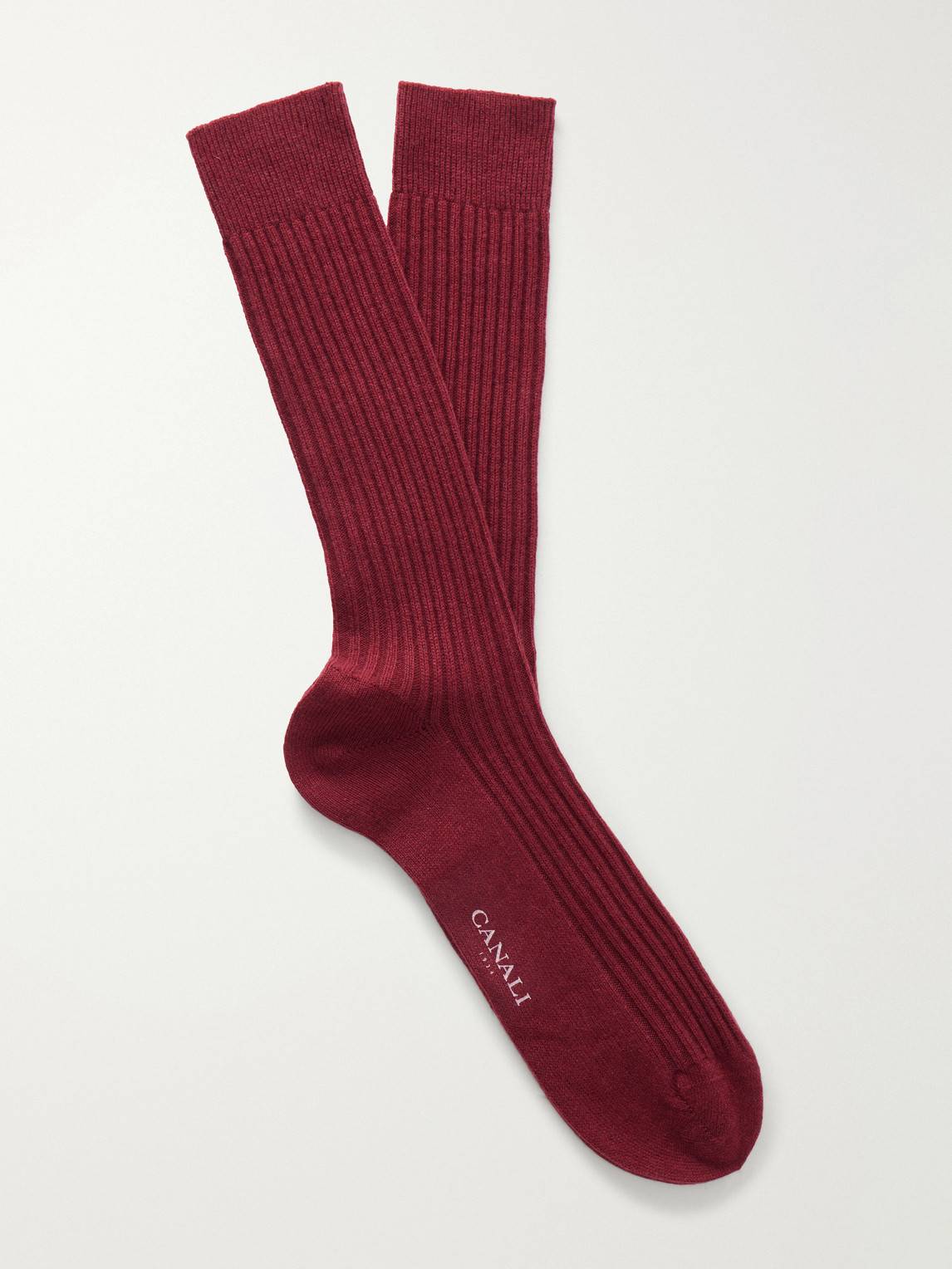 Canali - Ribbed Cashmere Socks - Men - Red - L