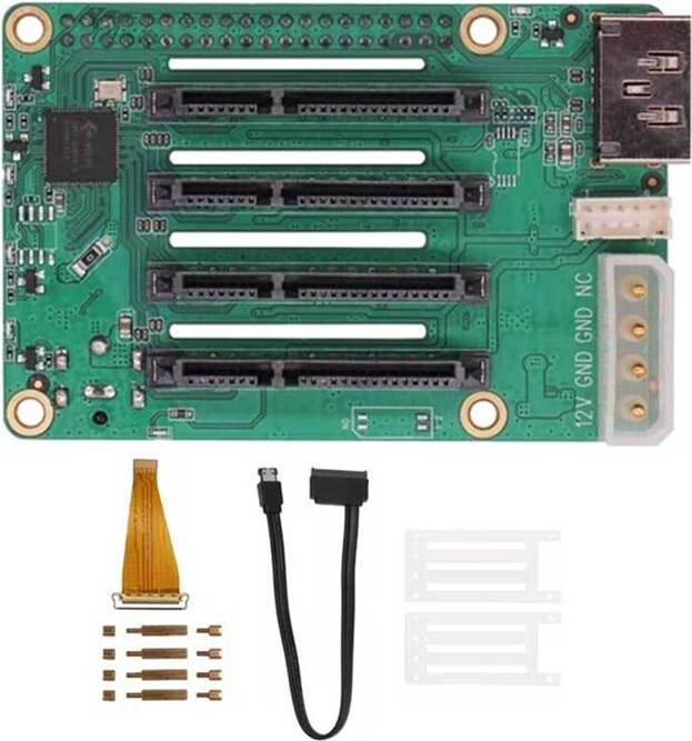 Saudism For Radxa Penta HAT Expansion Board for Raspberry Pi 5 with Multi-Drive Storage Capability High-Speed Data Transfer