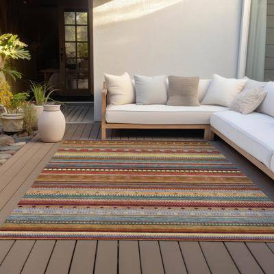 Addison Rugs Machine Washable Indoor/Outdoor Boho Stripes Chantille Rug