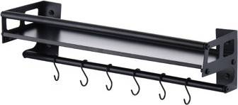 Kitchen storage rack wall B&Q 40 Cm Wall Mounted Spice Rack With Hooks For Kitchen Storage - One Size
