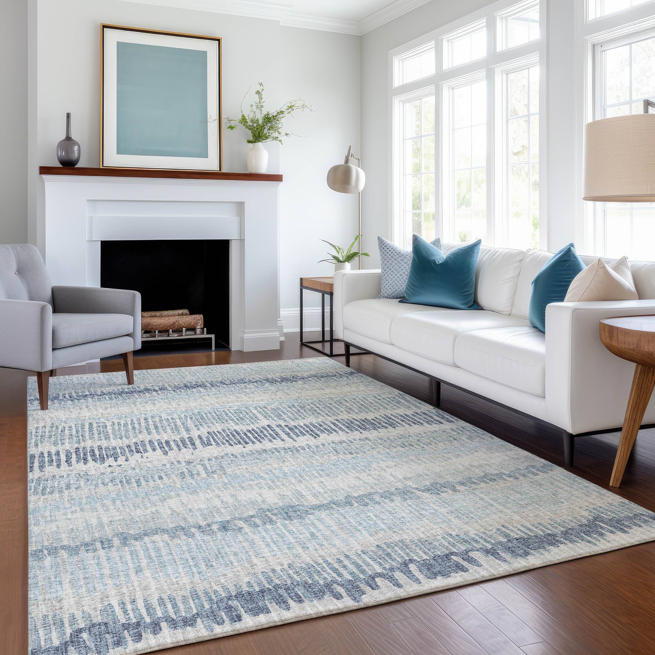 Addison Rugs Mayfield AMF37BL5X8 Abstract Machine 5 x 7.5 Ft Blue