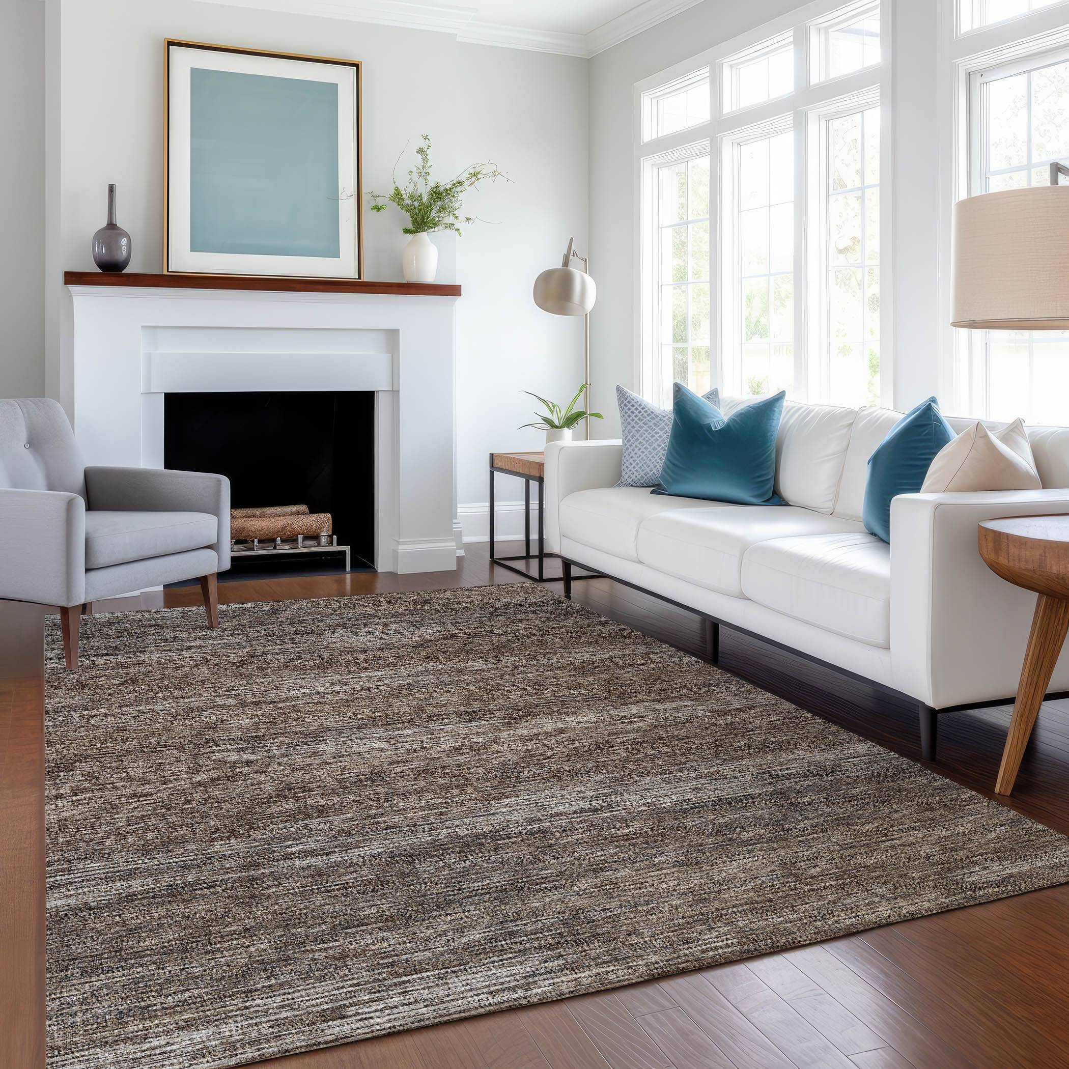 Addison Rugs Premium Washable Super Soft Solid Ombre Mayfield Rug Brown