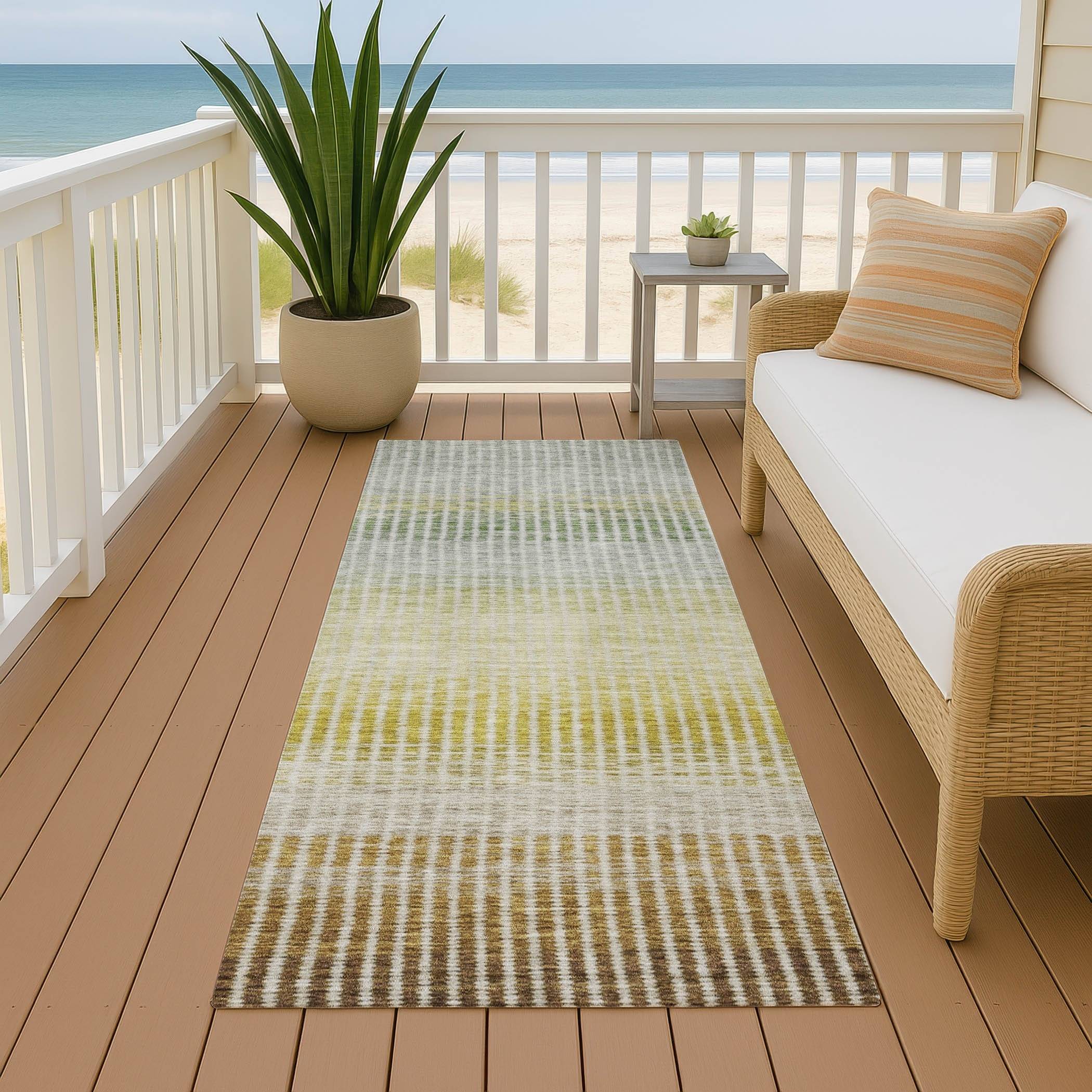 Addison Rugs Machine Washable Indoor/ Outdoor Contemporary Stripes Chantille Rug Brown
