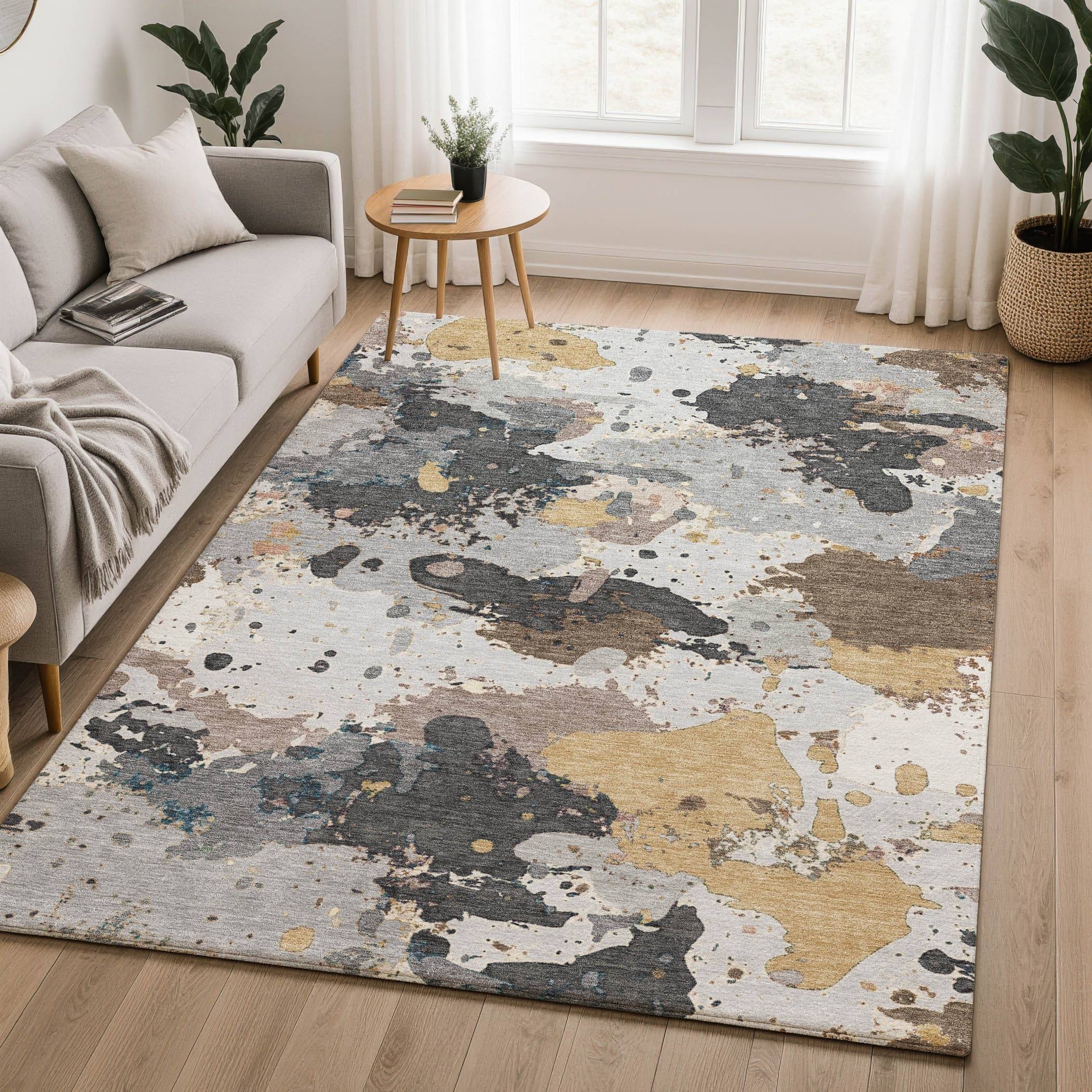 Addison Rugs Premium Washable Super Soft Abstract Splatter Mayfield Rug Gray