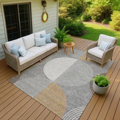 Addison Rugs Machine Washable Indoor/ Outdoor Casual Circles Chantille Rug