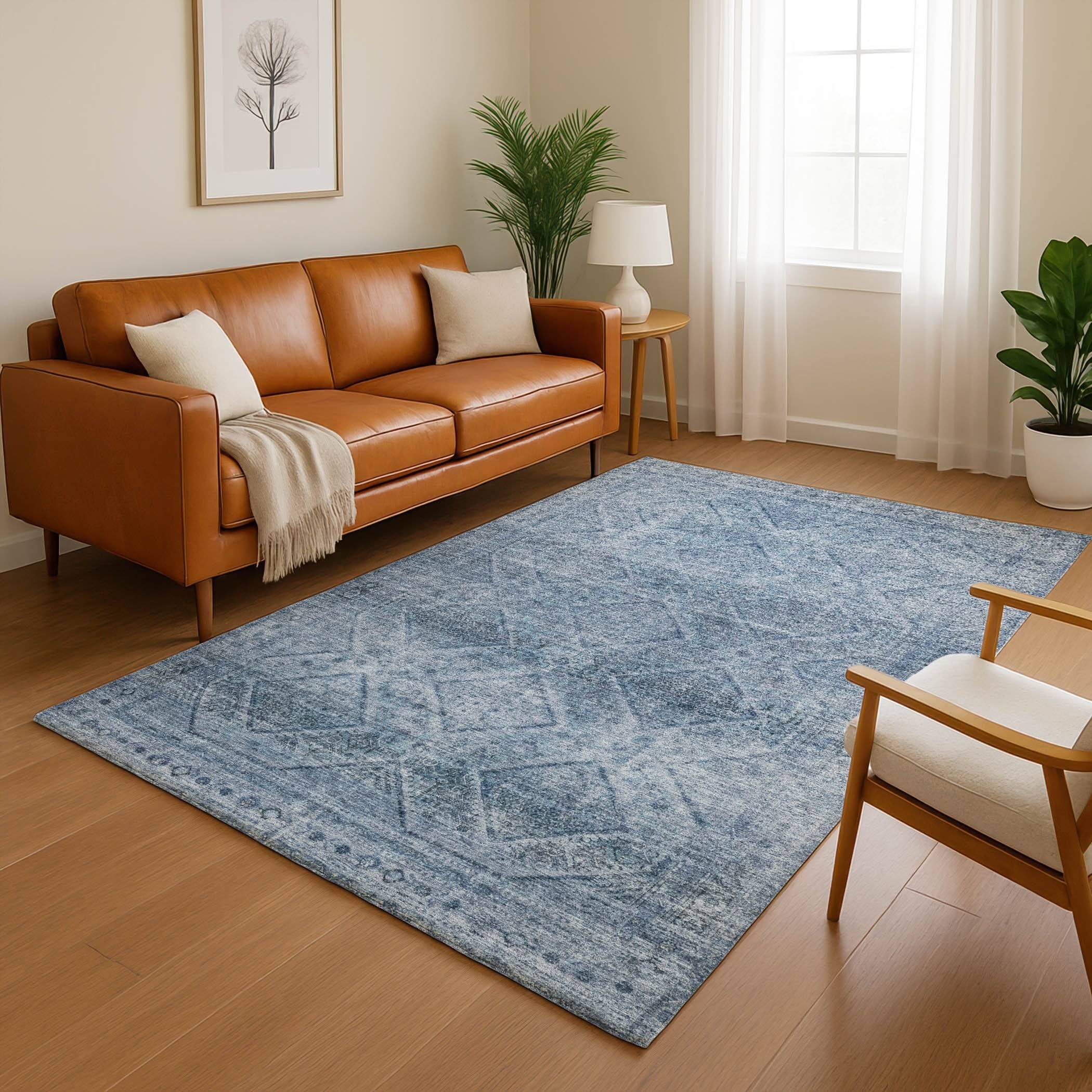 Addison Rugs Premium Washable Super Soft Boho Moroccan Mayfield Rug Blue