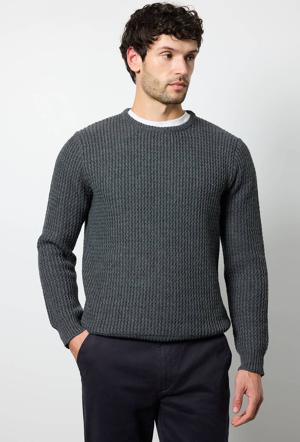 Debenhams Mid Grey Ribbed Crew Neck Jumper