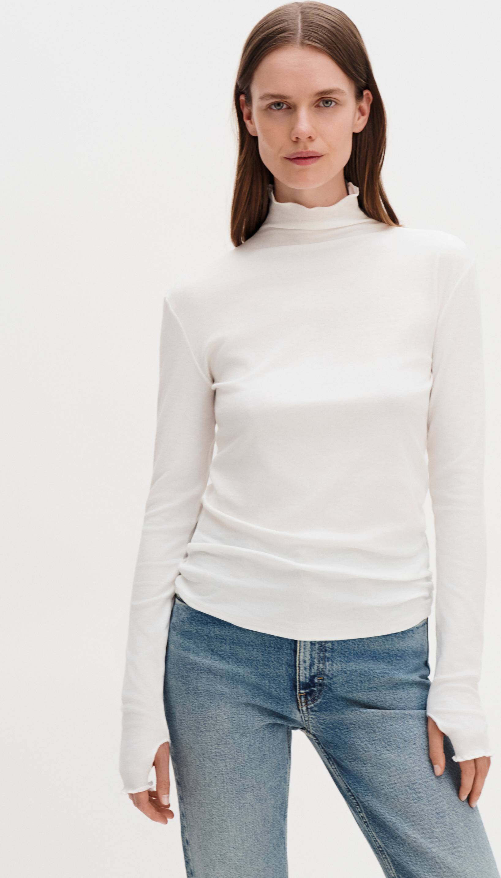 Filippa K Rib Mock Neck Top - White