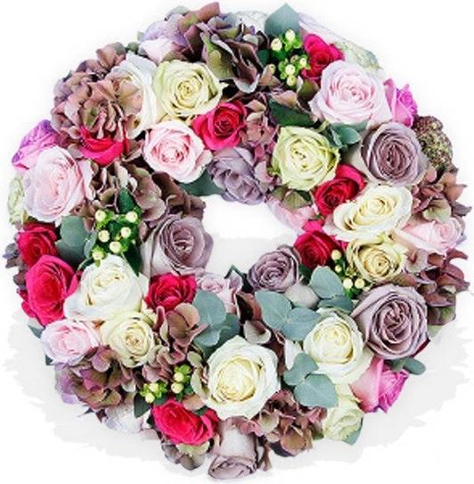Flower Station Sweet Roses and Hydrangea Wreath - 16 Inch