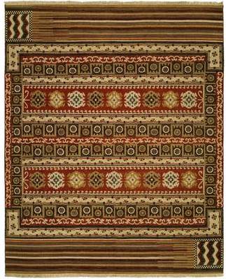Flatweave Wool Area Rug - Multi-Colored