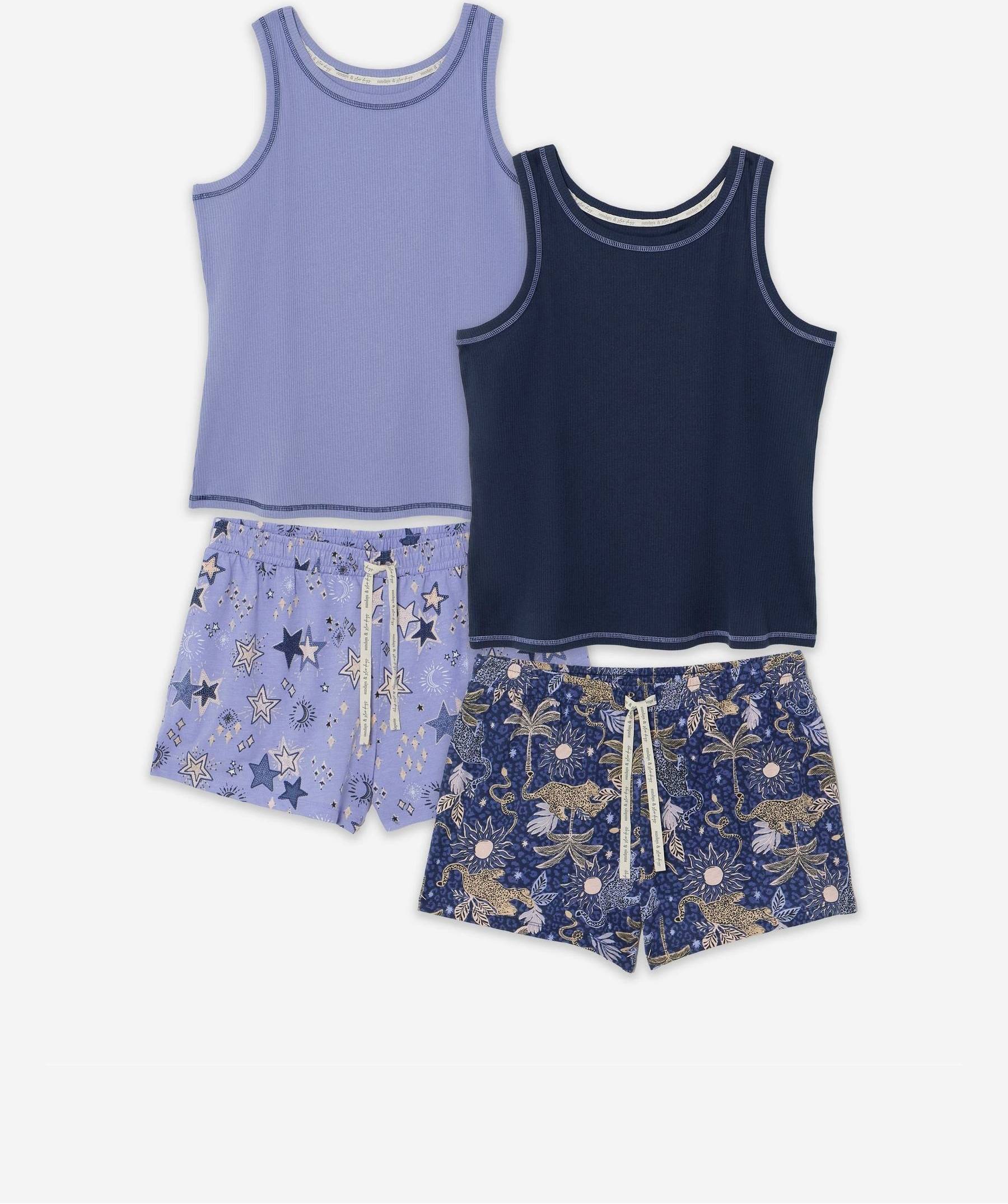 Simply Be Ribbed Shortie Set 2 pcs - Blue