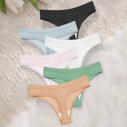 Shein Ribbade G-String T-back 6 st - Multifärgad