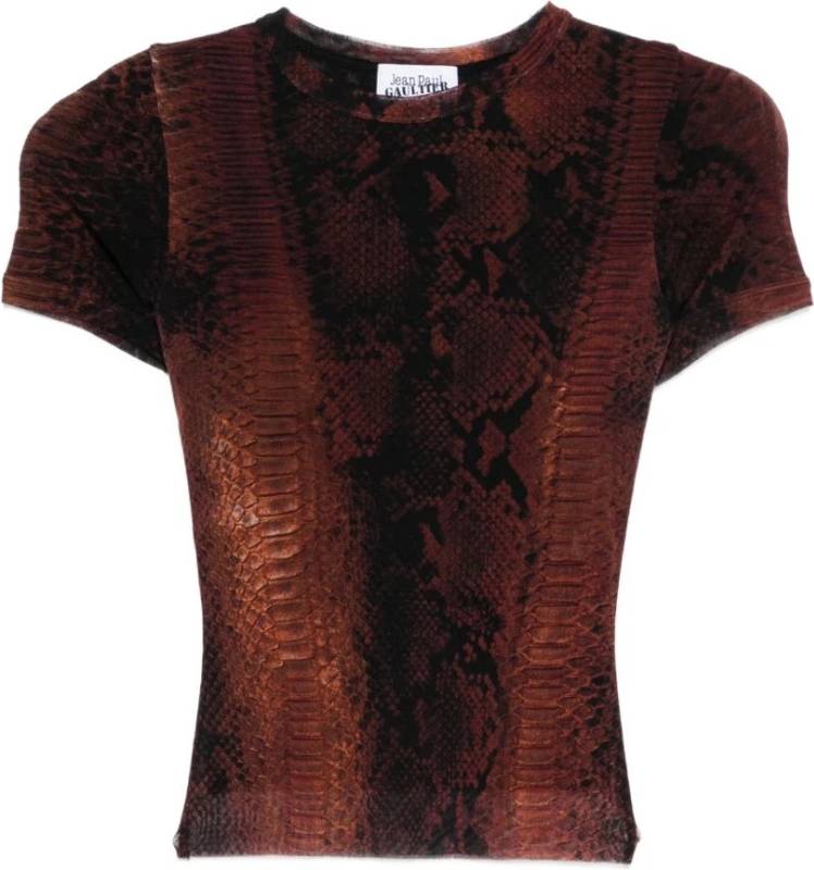 Jean Paul Gaultier Mesh Printed Python Baby Tee - Multicolor