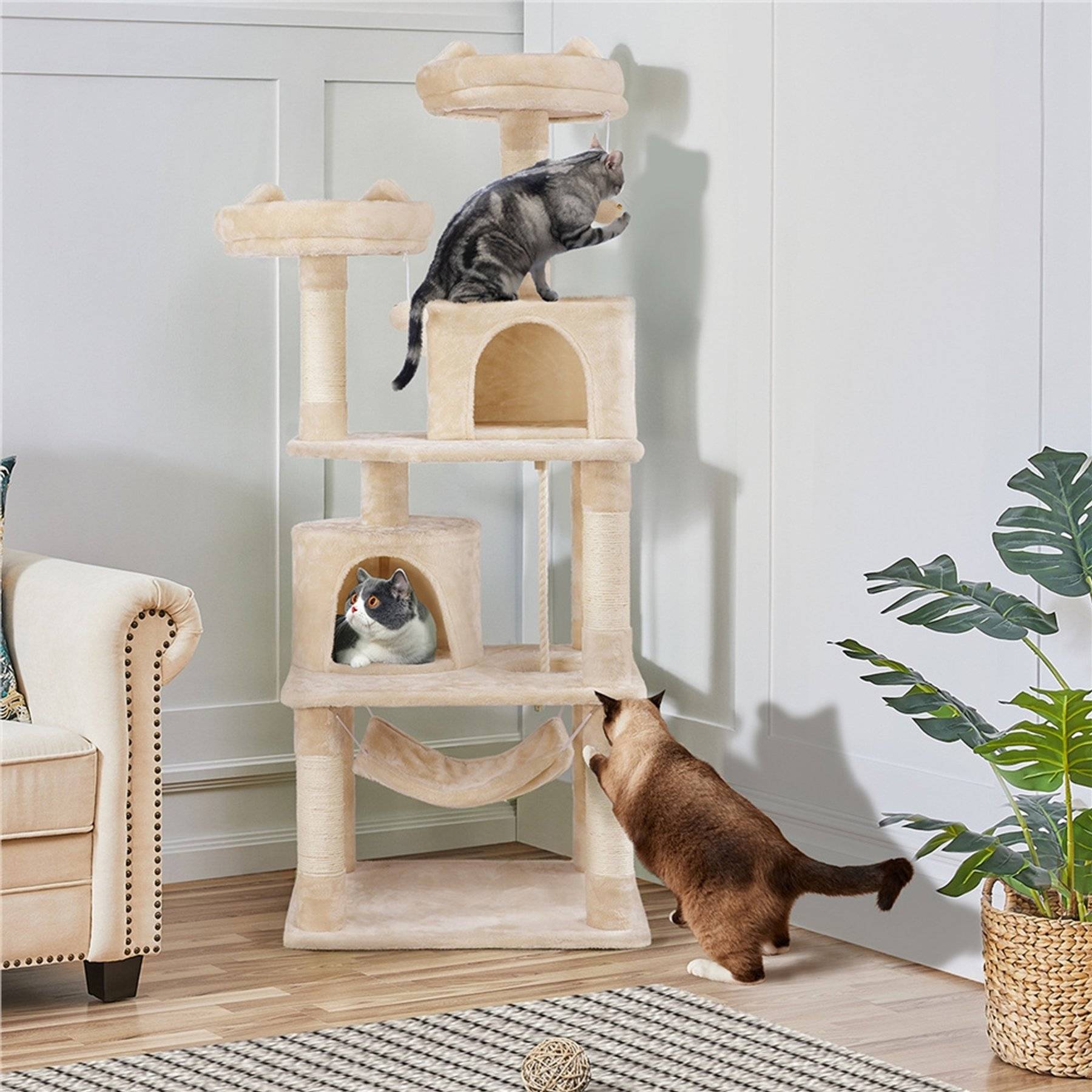 Multi level cat tree Yaheetech Multi-Level Cat Tree 63" - Beige